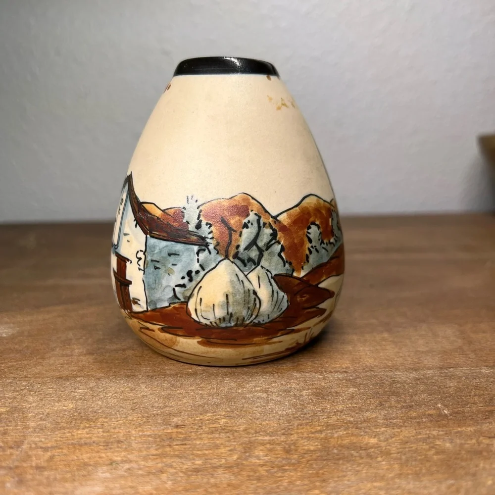 Ciboure stoneware Basque Vase R Berne / Vintage Basque Country decor Signed
